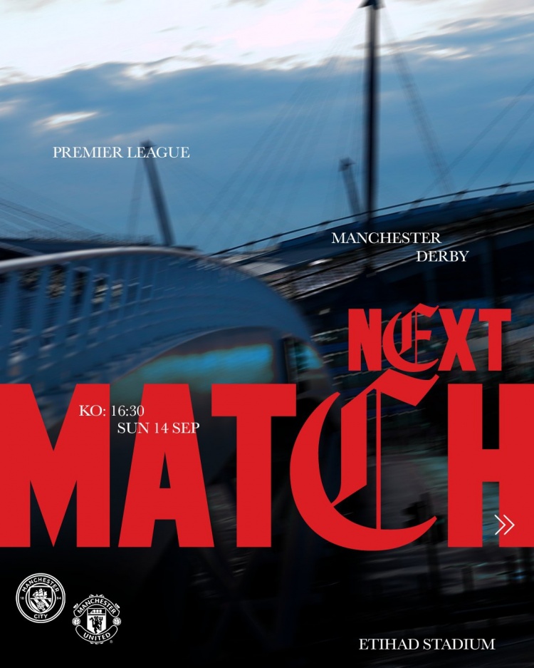 焦点之战！曼城官方社媒发布曼市德比海报